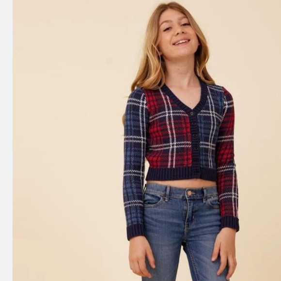 Vintage Havana Plaid Cardigan Blue & Red NWT Size 10/12 (Medium) - Picture 4 of 16